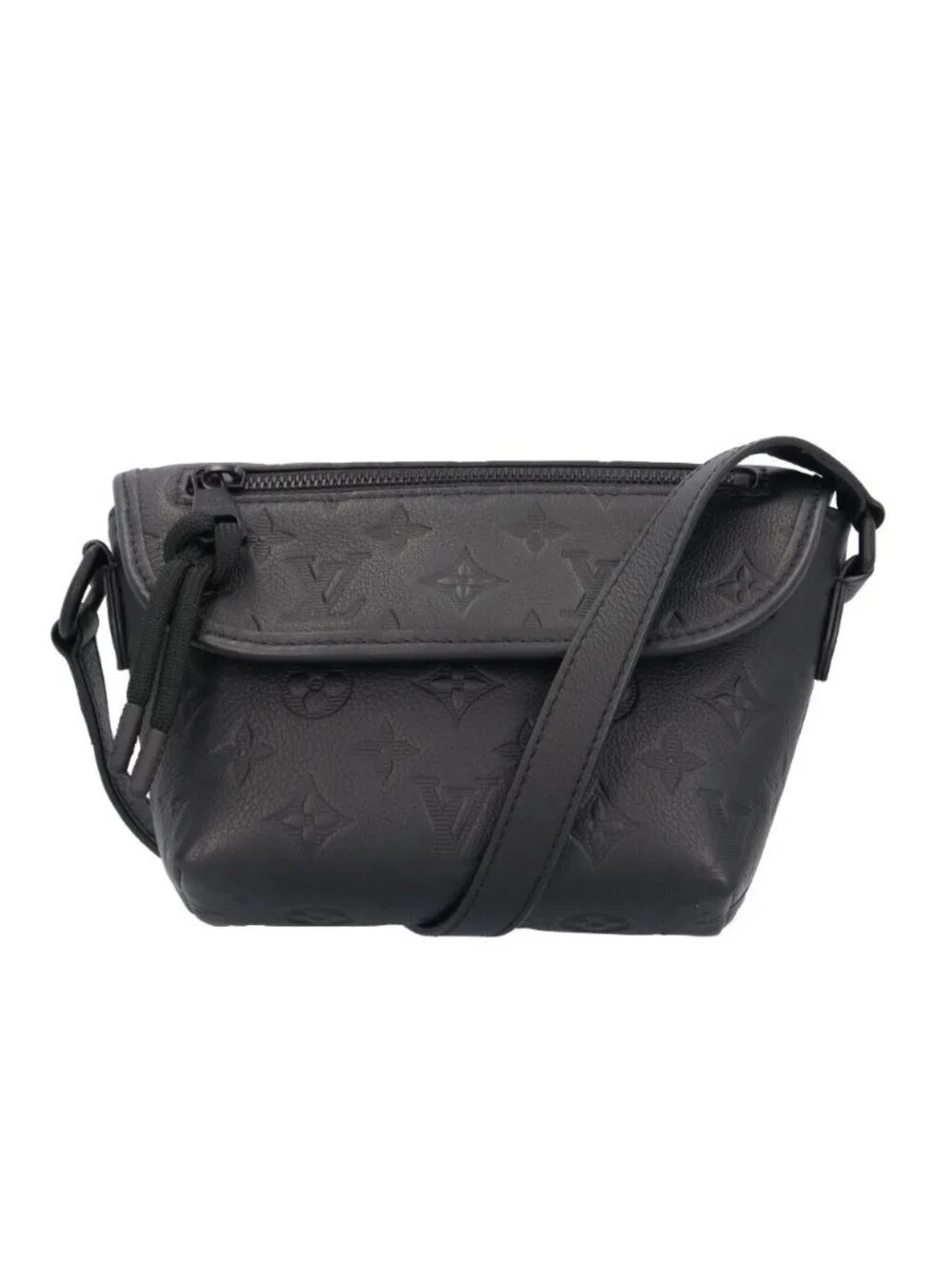 Louis Vuitton Pulse Wearable Wallet Monogram Shadow Shoulder Bag Leather Black